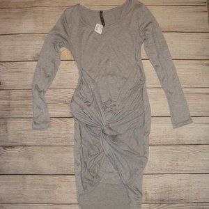 Drama Gold Twist Front Long Sleeve Dress S